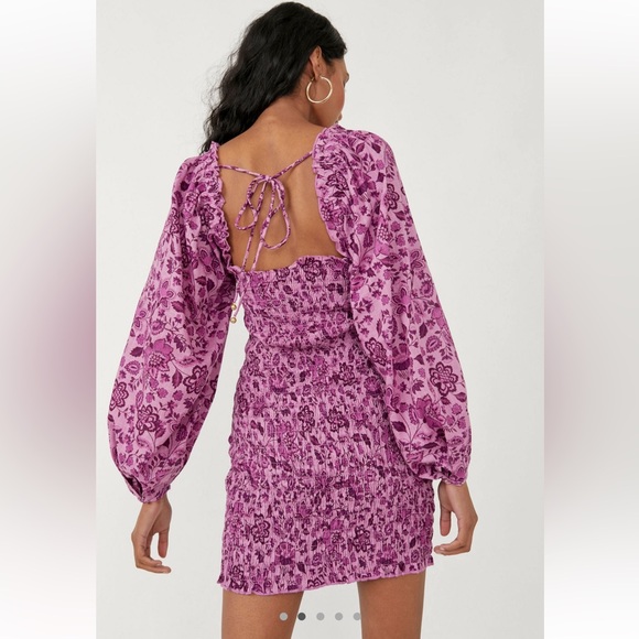 Free People Smock It To Me Mini Dress in Azalea Combo NWT SZ XS RT $148 - Picture 2 of 8